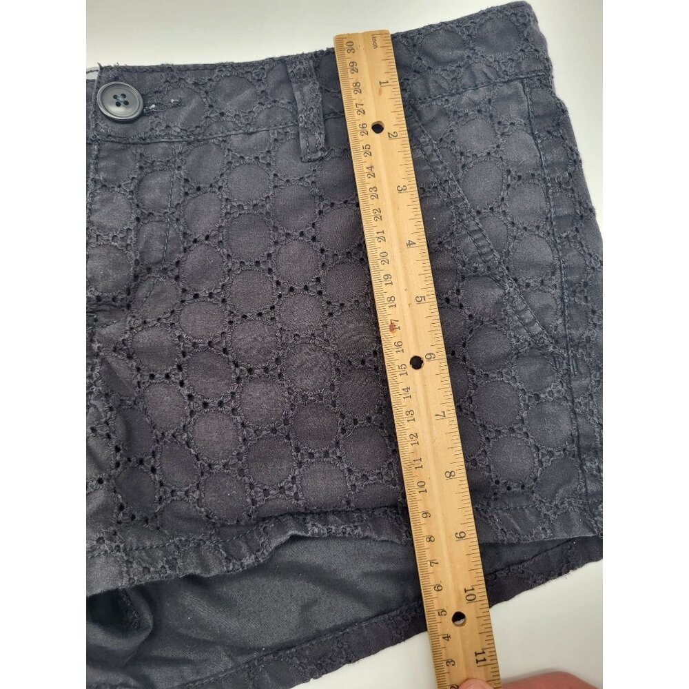 SO Juniors SZ 11 Black Eyelet Micro Mini Shorts Summer Y2k Preppy - Picture 3 of 8